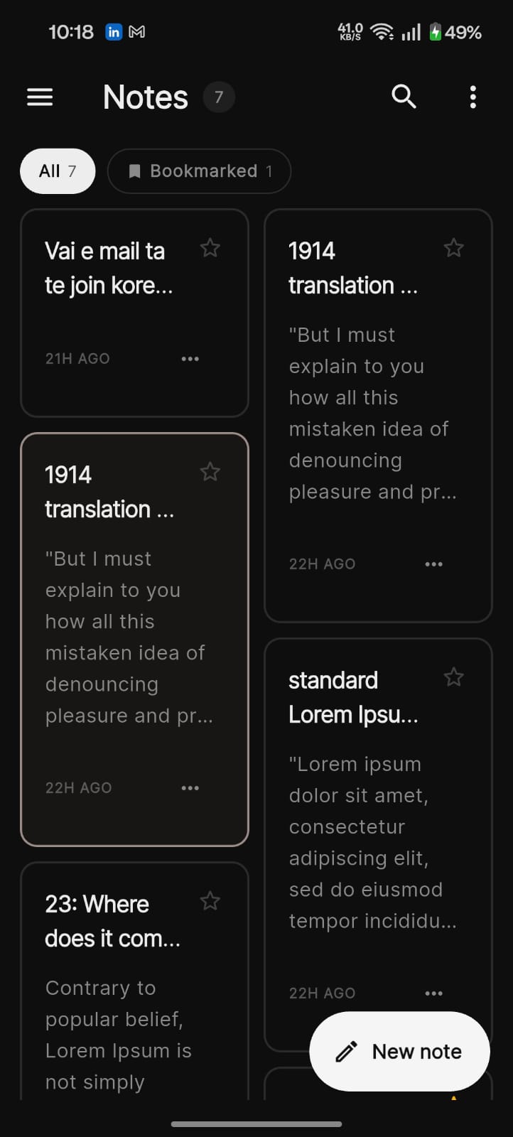 Slate Notes dark mode